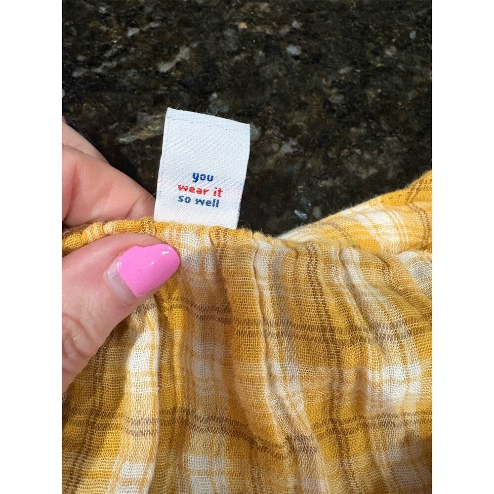 Old Navy Dress Womens Size M Yellow Plaid Flutter Sleeve V-Neck Tiered - Picture 9 of 10